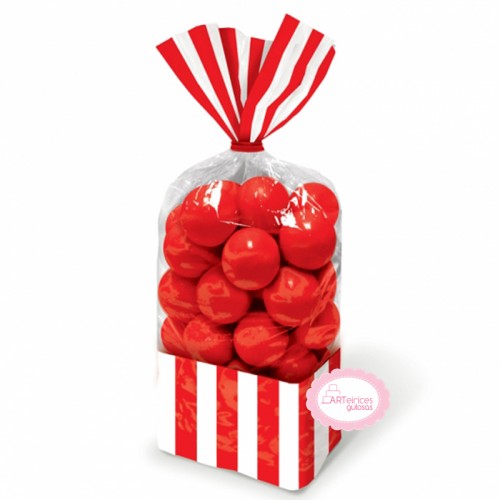 Sacos Celofane Riscas Vermelho